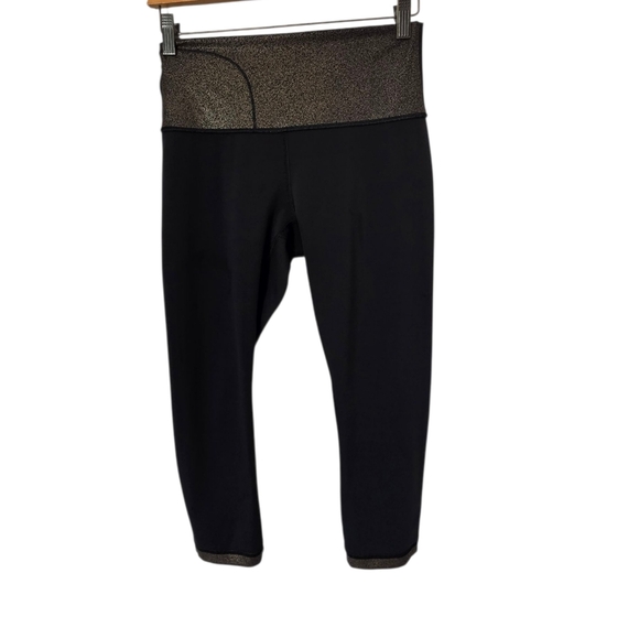 Lululemon Wunder Under Crop Leggings High-Rise Luminosity Blck Foil 21" Sz 6 - Picture 4 of 14
